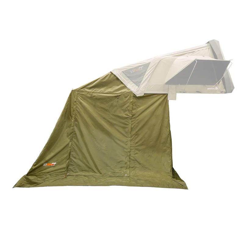 23zero-armadillo-a2-right-side-only-hard-shell-roof-top-tent-annex-side-view-with-roll-up-door-closed-on-white-background