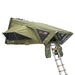 23zero-armadillo-a2-right-side-only-hard-shell-roof-top-tent-open-front-corner-view-with-ladderand-gear-bags-on-white-background