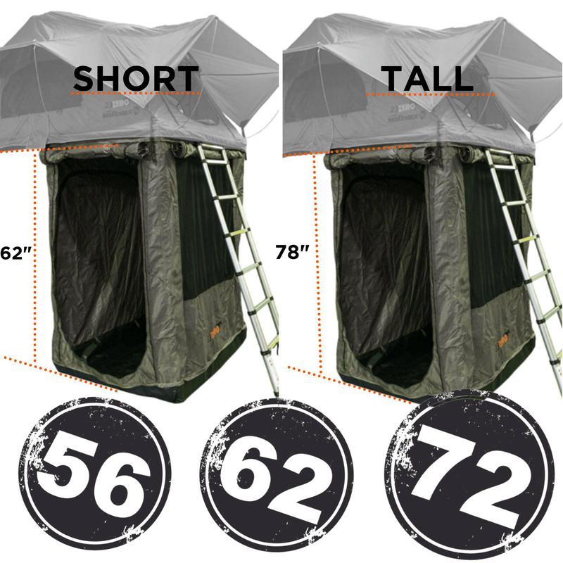 23zero-breezeway-2-0-soft-shell-roof-top-tent-annex-open-front-corner-view-with-shot-and long-dimensions