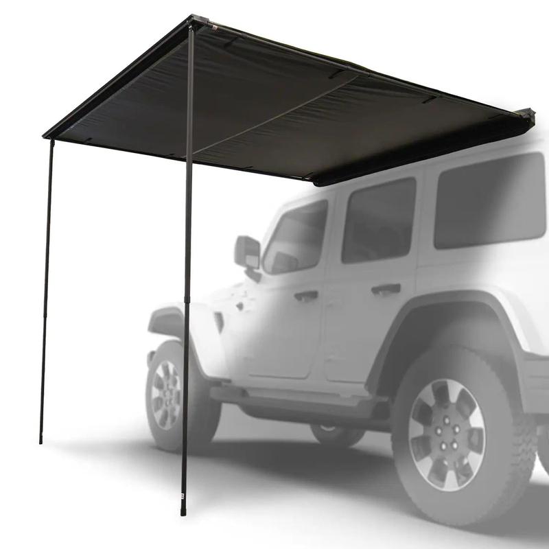 23zero-bushman-car-awning-canopy-78in-x-98in-open-side-view-on-vehicle-on-white-background