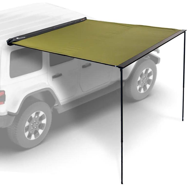 23zero-bushman-car-awning-canopy-78in-x-98in-open-top-view-on-vehicle-with-leg-poles-on-white-background