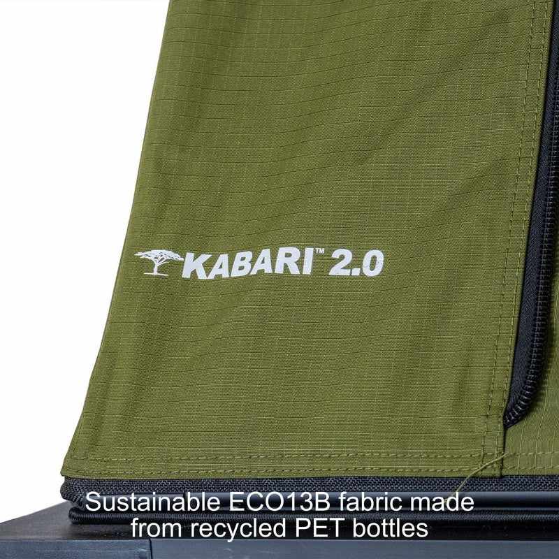 23zero-kabari-2-0-hard-shell-roof-top-tent-open-close-up-view-with-eco13b-fabric-on-white-background