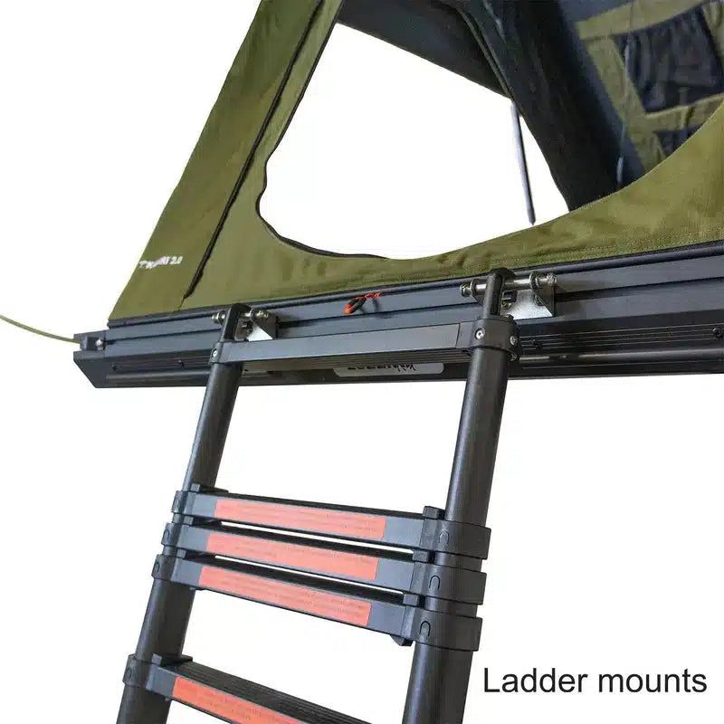 23zero-kabari-2-0-hard-shell-roof-top-tent-open-close-up-view-with-lader-mounts-on-white-background