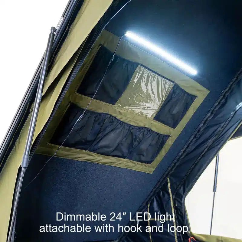 23zero-kabari-2-0-hard-shell-roof-top-tent-open-interior-view-with-led-light-on-white-background