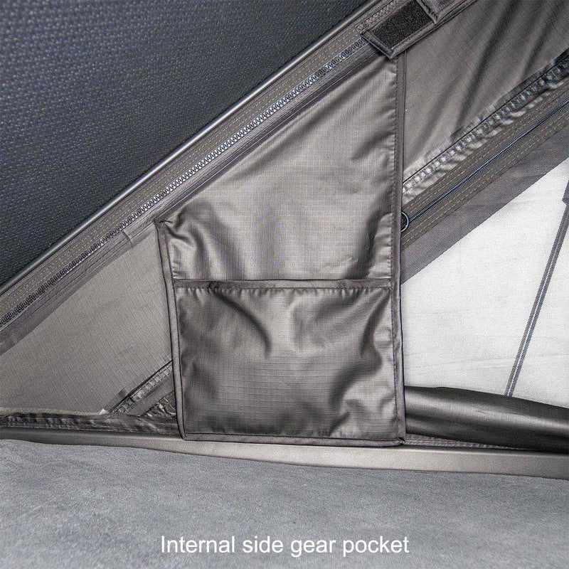 23zero-kabari-3.0-sleek-wedge-hard-shell-roof-top-tent-open-close-up-view-with-internal-pocket-on-white-background