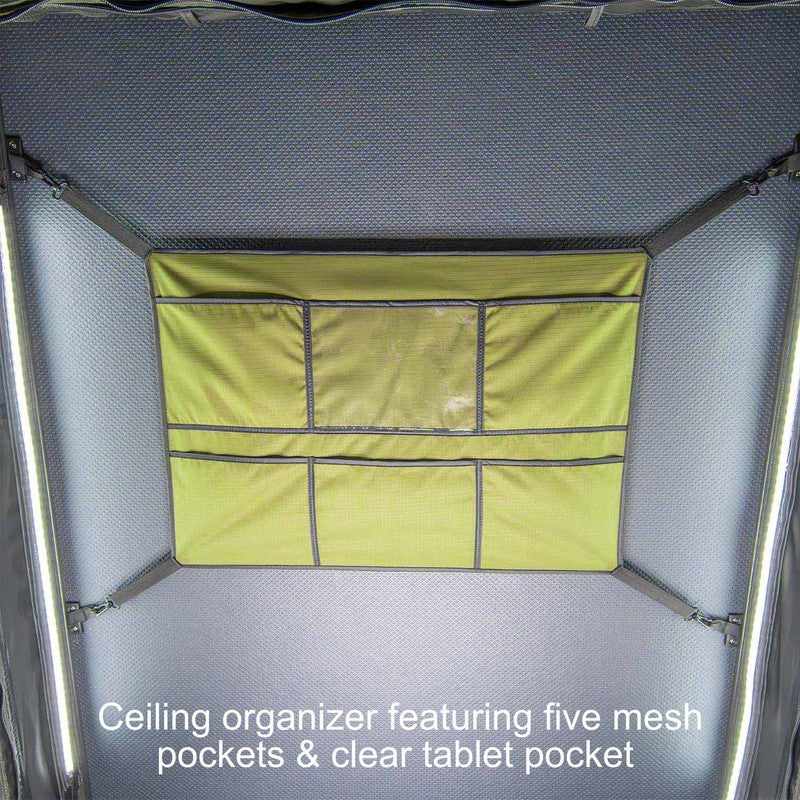 23zero-kabari-3.0-sleek-wedge-hard-shell-roof-top-tent-open-interior-view-with-ceiling-organizer-on-white-background