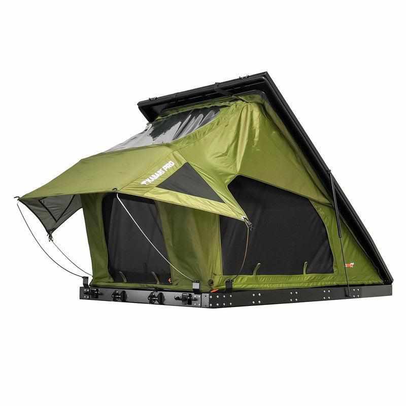 23zero-kabari-pro-aluminum-clam-shell-hard-shell-roof-top-tent-open-front-corner-view-on-white-background