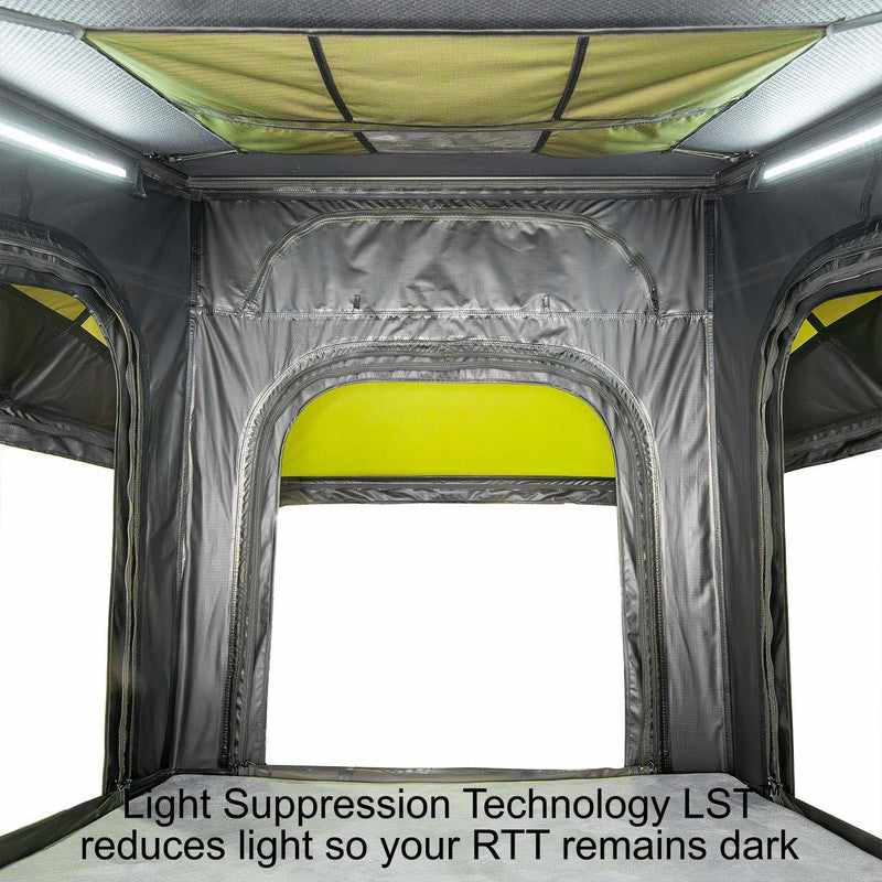 23zero-kabari-xl-wedge-hard-shell-roof-top-tent-open-interior-view-with-light-suppression-technology-fabric-on-white-background