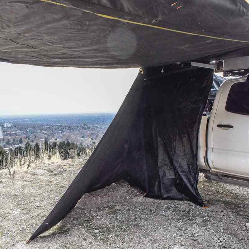 23zero-peregrine-180-compact-awning-2-0-awning-wall-open-interior-view-on-vehicle-in-nature