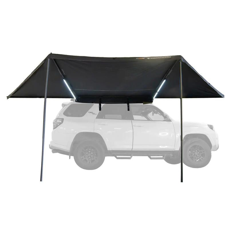 23zero-peregrine-pro-180-awning-open-side-view-on-toyota-4runner-on-white-background