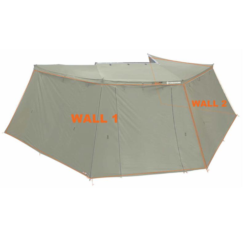 23zero-peregrine-pro-5-arm-270-awning-1.0-solid-wall-kit-open-side-view-wall-1-and-2-on-white-background