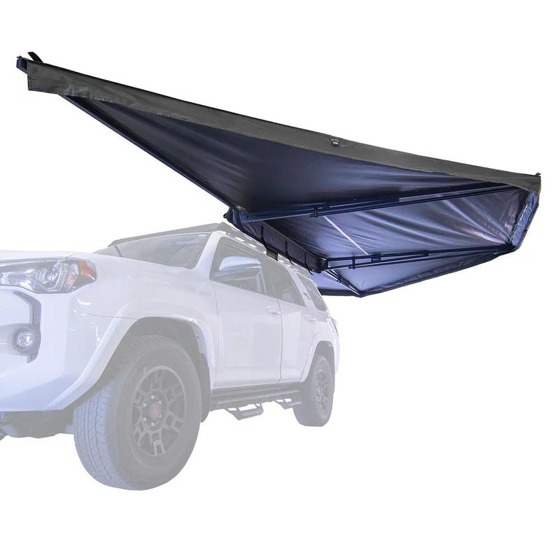 23zero-peregrine-pro-5-arm-270-awning-right-side-open-front-view-on-toyota-4runner-on-white-background