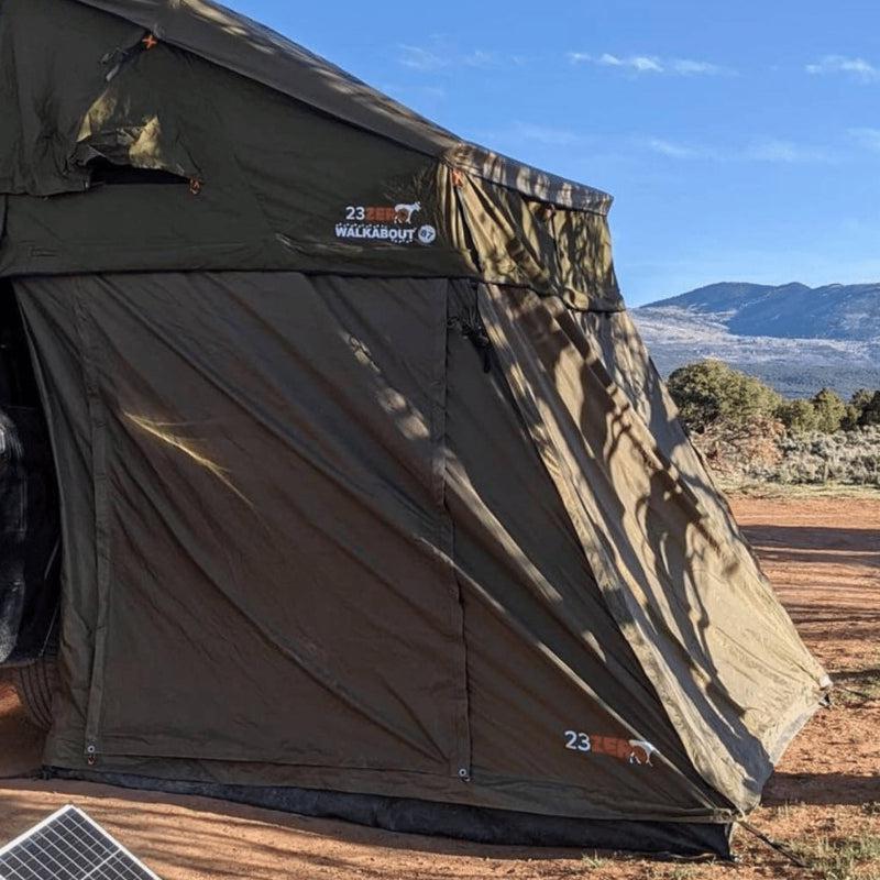 23zero-walkabout-72-2-0-soft-shell-roof-top-tent-annex-open-side-view-in-nature