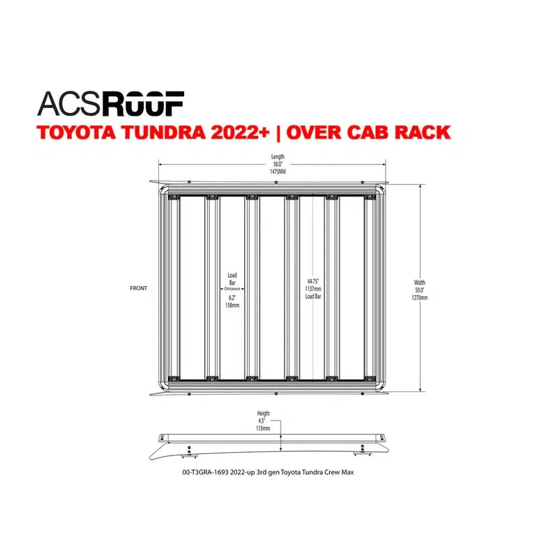 Leitner ACS Roof | Over Cab Platform Rack for Toyota-TOYOTA TUNDRA 2022+ OVER CAB RACK | 00-T3GRA-1693-