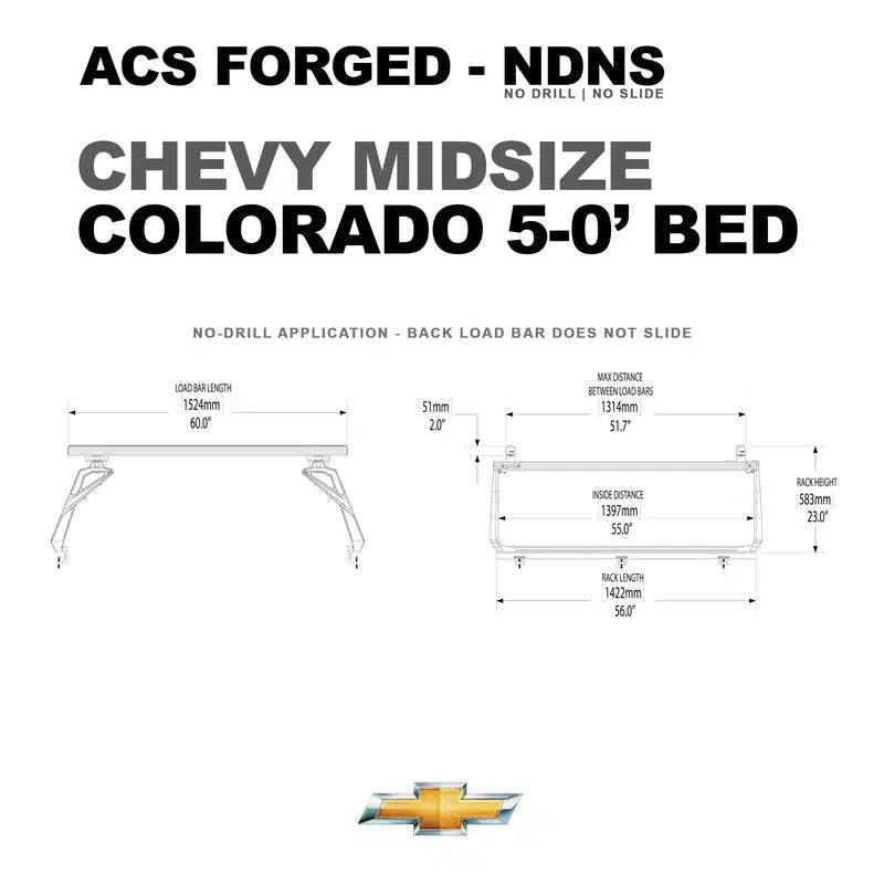 Leitner Active Cargo System - Forged "No Drill" - Chevrolet-Chevrolet-COLORADO | 2014-2024 | 5' Bed | 00-5.0NSAC-1676-