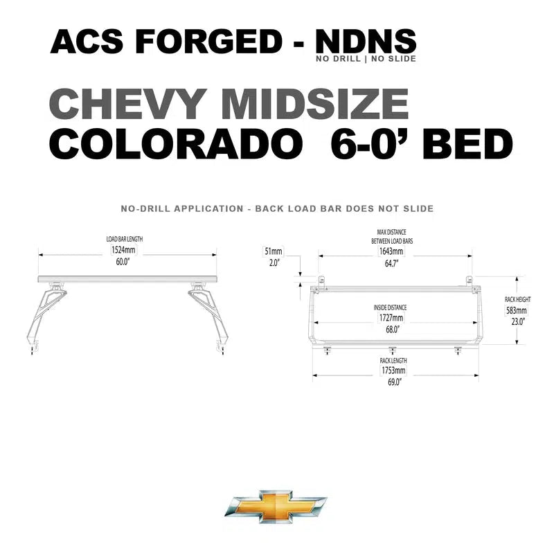 Leitner Active Cargo System - Forged "No Drill" - Chevrolet-Chevrolet-COLORADO | 2014-2022 | 6' Bed | 00-6.0NSAC-1677-