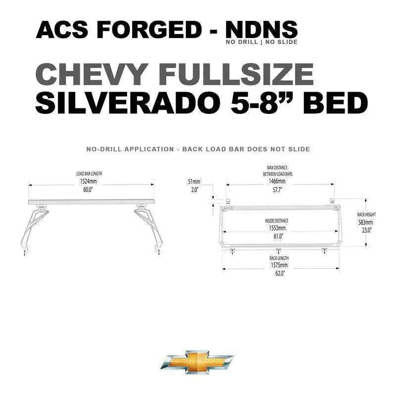 Leitner Active Cargo System - Forged "No Drill" - Chevrolet-Chevrolet-1500 | 2001-2024 | 5-8" Bed | 00-5.6NSA-1594-