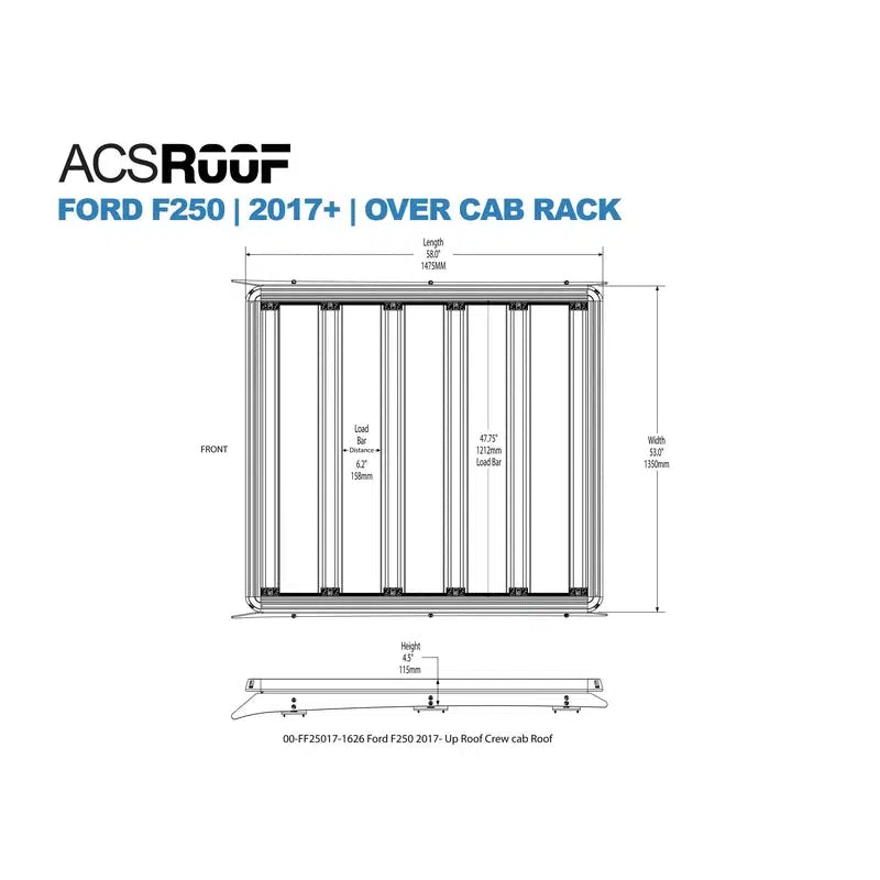 Leitner ACS Roof | Over Cab Platform Rack Ford-FORD F250 - 2017+ | Over Cab Platform Rack | 00-FF25017-1626-