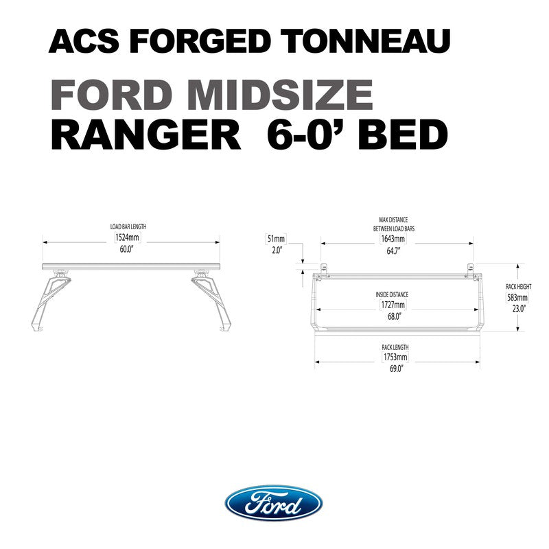 Leitner ACS Forged Tonneau - Rack Only - Ford-FORD-RANGER | 2019-2024 | 6' Bed | 00-60-FTA-1377-