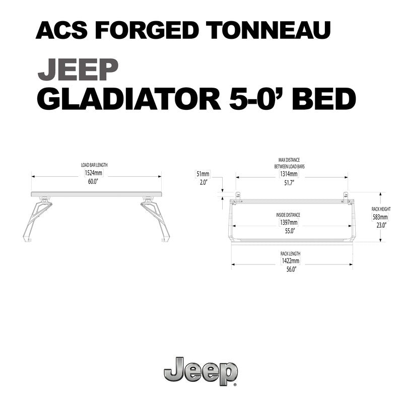 Leitner ACS Forged Tonneau - Rack Only - Jeep-JEEP-GLADIATOR| 2020-2024 | 5' Bed | 00-50-FTA-1375-