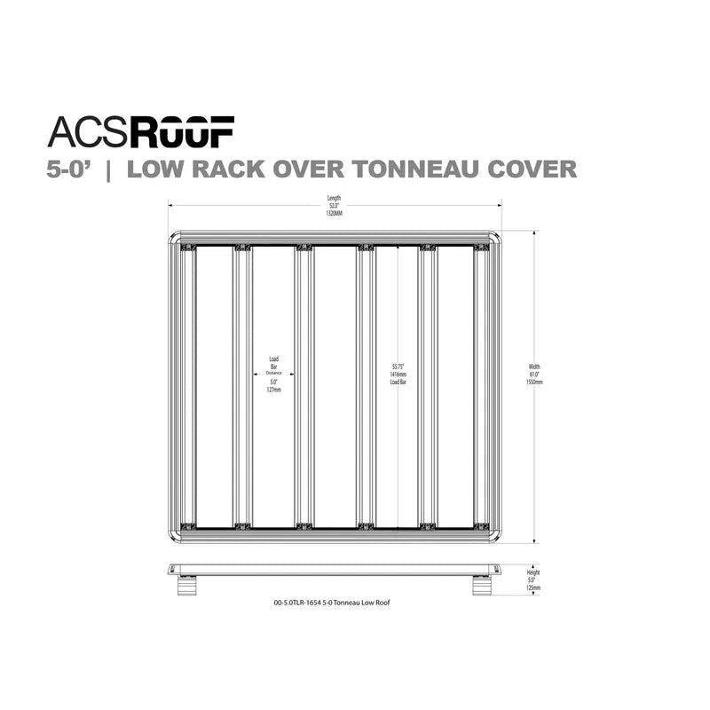 Leitner ACS Roof | Over Truck Bed Low Platform Rack for TONNEAU Covers-Low Platform Rack for TONNEAU Cover | 5-0" Bed | 00-5.0TLR-1654-