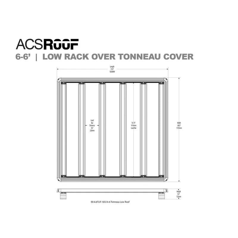 Leitner ACS Roof | Over Truck Bed Low Platform Rack for TONNEAU Covers-Low Platform Rack for TONNEAU Cover | 6-6" Bed | 00-6.6TLR-1653-