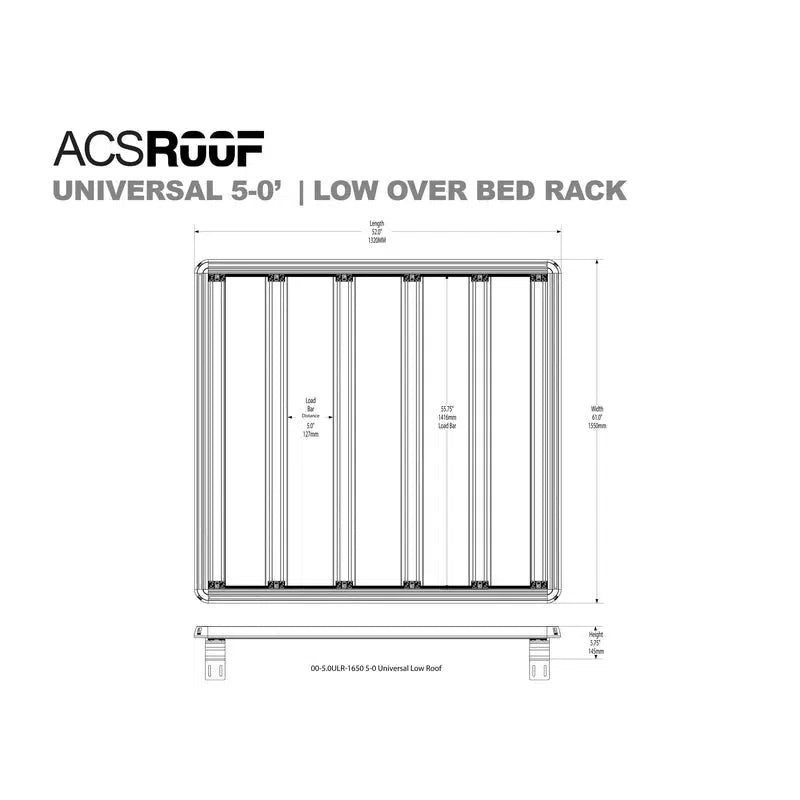 Leitner ACS Roof | Universal Over Truck Bed Low Platform Rack-Universal Low Over Truck Bed Platform Rack | 5-0" Bed | 00-5.0ULR-1650-