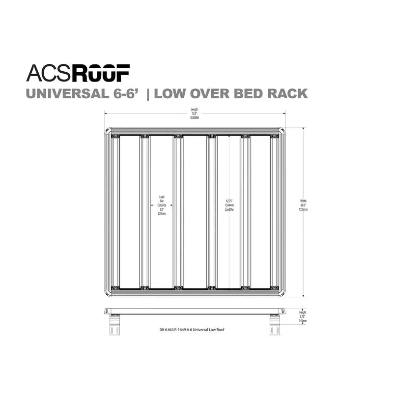 Leitner ACS Roof | Universal Over Truck Bed Low Platform Rack-Universal Low Over Truck Bed Platform Rack | 6-6" Bed | 00-6.6ULR-1649-