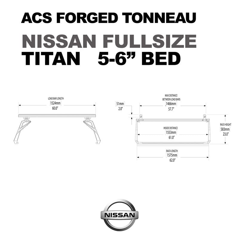 Leitner ACS Forged Tonneau - Rails Only - Nissan-Nissan-TITAN CREW CAB | 2004-2023 | 5-7" Bed | 00-56TR-1382-