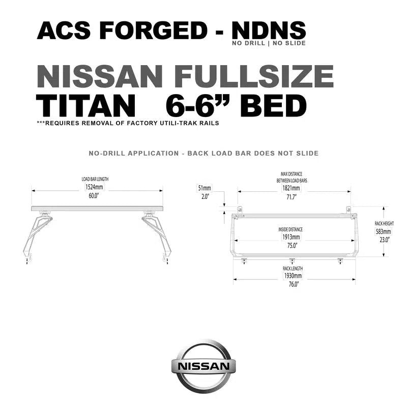 Leitner Active Cargo System - Forged "No Drill" - Nissan-Nissan-TITAN | 2004-2023 | 6-6" Bed | 00-6.6NS-1592-