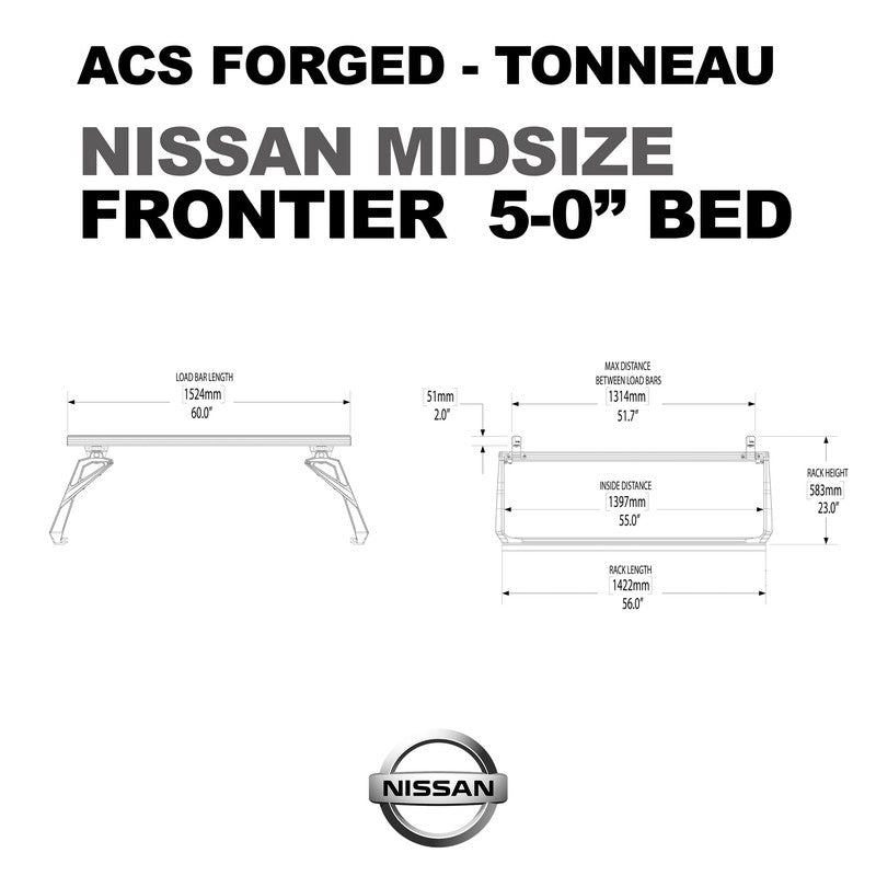 Leitner ACS Forged Tonneau - Rack Only - Nissan-Nissan-FRONTIER | 2022+ | 5-0 BED | 00-50-FTA-1375-