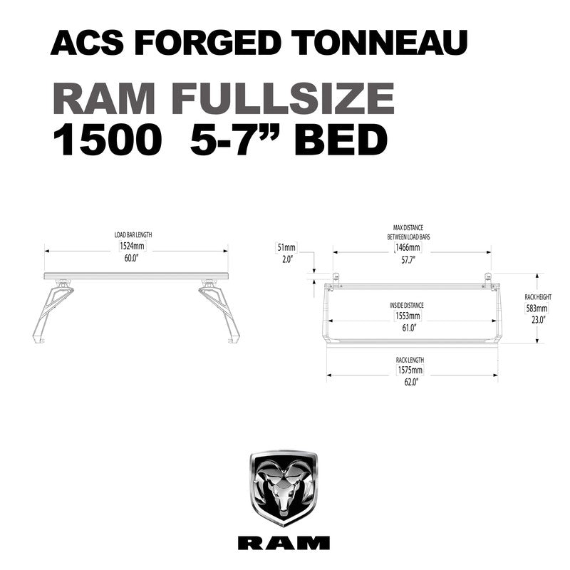 Leitner ACS Forged Tonneau - Rails Only - RAM-RAM-1500 | 2009-2018 | 5-7" Bed | 00-56TR-1382-