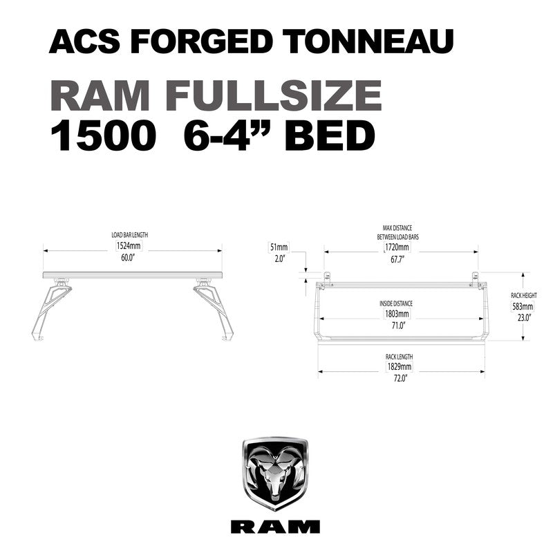 Leitner ACS Forged Tonneau - Rack Only - RAM-RAM-1500 | 2009-2018 | 6-4" Bed | 00-64-FTA-1378-