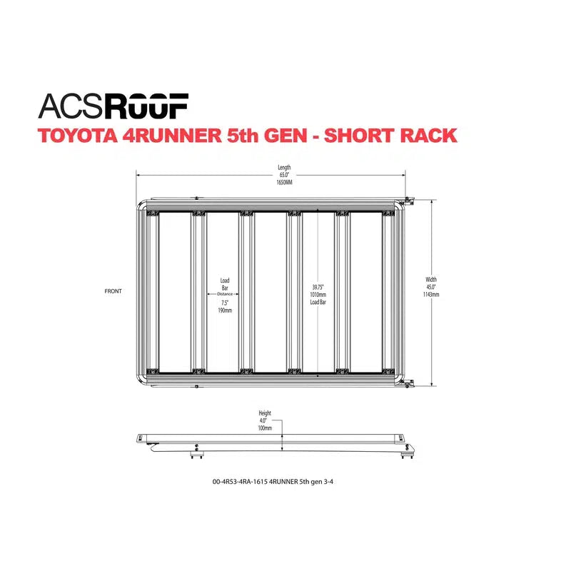 Leitner ACS Roof | Over Cab Platform Rack for Toyota-TOYOTA 4RUNNER GEN 5 (2010-2023) | SHORT Platform Rack | 00-4R53-4RA-1615-