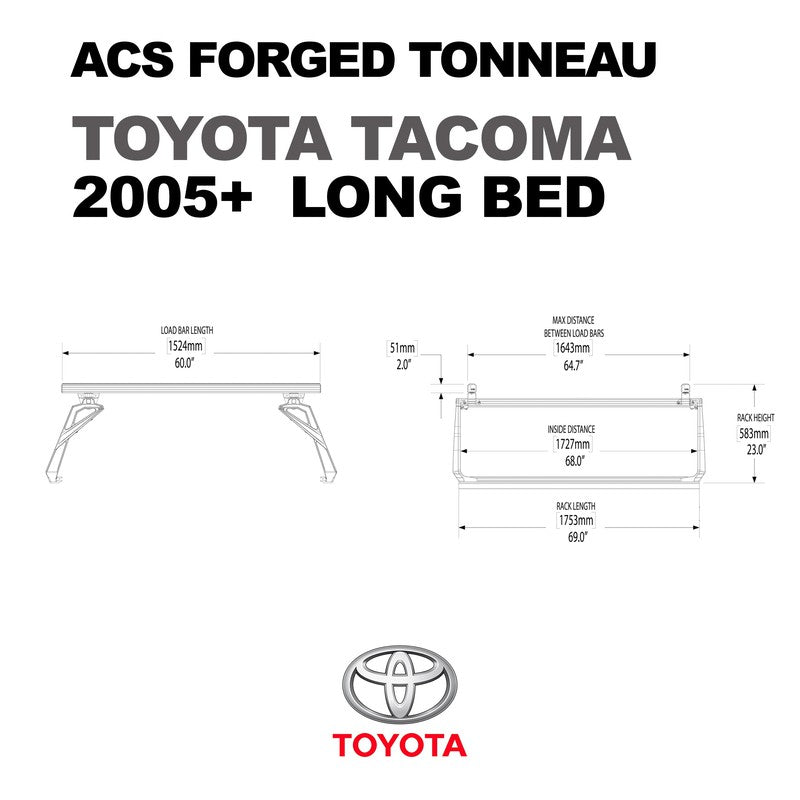 Leitner ACS Forged Tonneau - Rack Only - Toyota-Toyota-Tacoma Reg. Access & Double Cab | 2005-2024 | Long Bed | 00-60-FTA-1377-