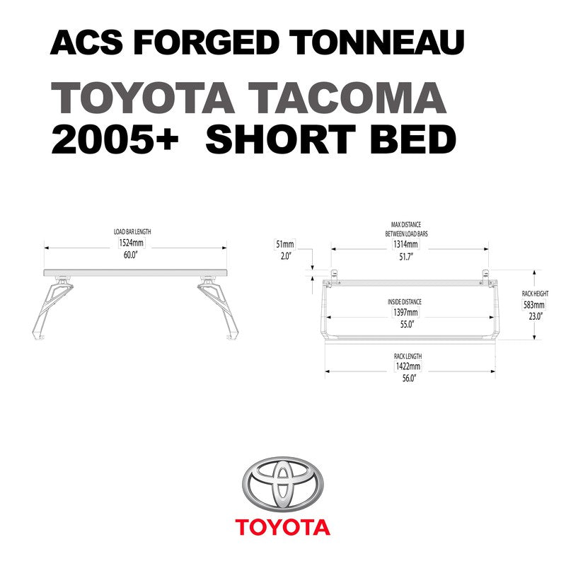 Leitner ACS Forged Tonneau - Rails Only - Toyota-Toyota-Tacoma Double Cab | 2005-2015 | Short Bed | 00-50TR-1381-