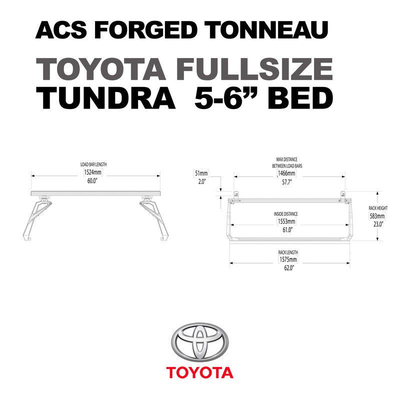 Leitner ACS Forged Tonneau - Rails Only - Toyota-Toyota-Tundra Crew Max | 2007-2021 | 5-7" Bed | Will Not Fit w/Trail Special Edition Storage Boxes | 00-56TR-1382-