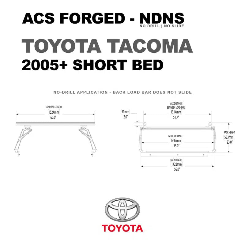 Leitner Active Cargo System - Forged "No Drill" - Toyota-Toyota-Tacoma | 2005-2024 | Short Bed | 00-5.0NSA-1596-