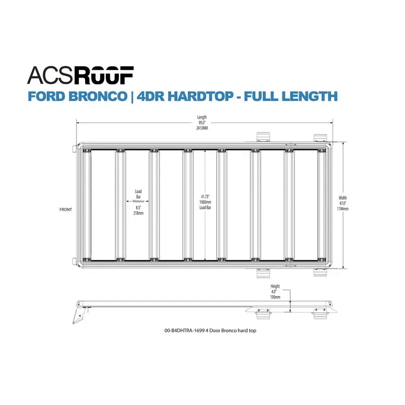 Leitner ACS Roof | Over Cab Platform Rack Ford-FORD BRONCO - 4DR HARDTOP - FULL LENGTH-