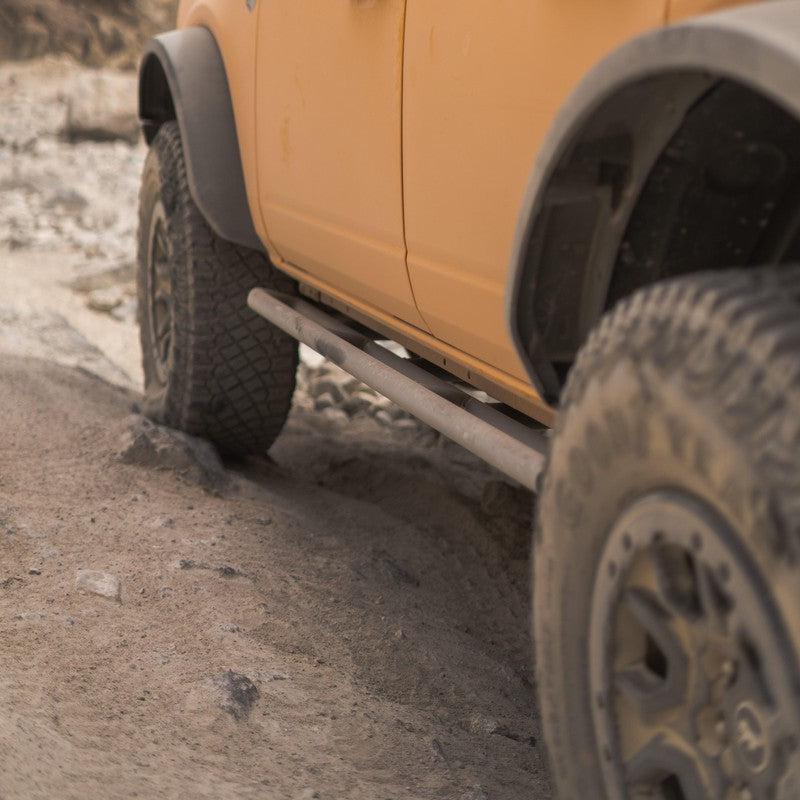 CBI Ford Bronco Bolt on Rock Sliders Rock Sliders | 2022-Powder Coat Black-Top Plates / Flat-