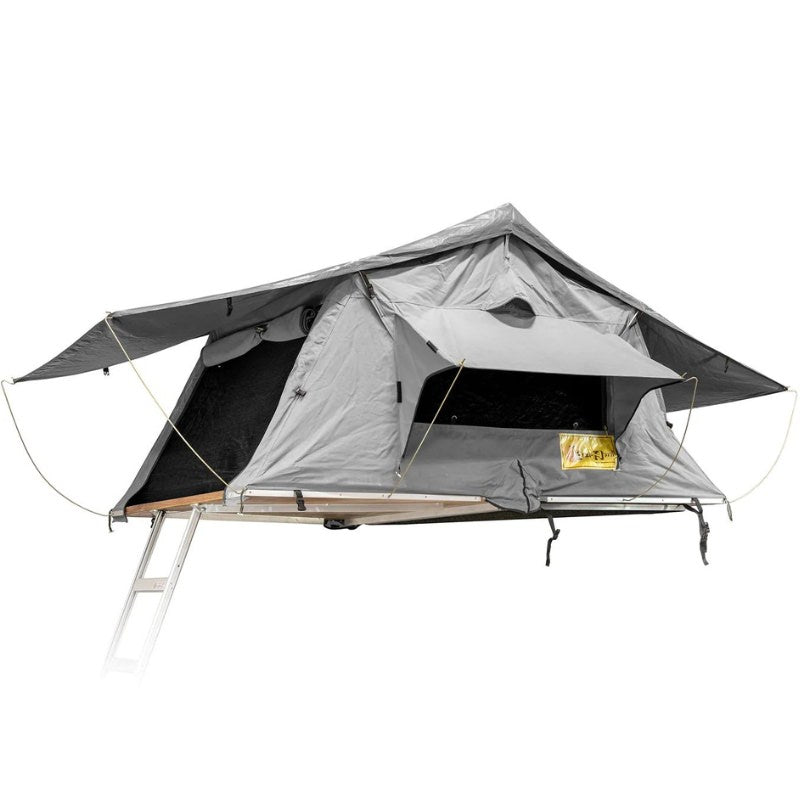 eezi-awn-series-3-soft-shell-roof-top-tent-gray-open-front-corner-view-on-white-background
