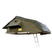 eezi-awn-xklusiv-soft-shell-roof-top-tent-olive-open-side-view-with-ladder-on-white-background
