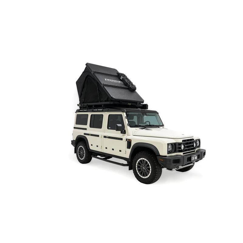 freespirit-recreation-aspen-v2-xl-hard-shell-roof-top-tent-black-open-front-corner-view-on-ineos-grenadier-on-white-background