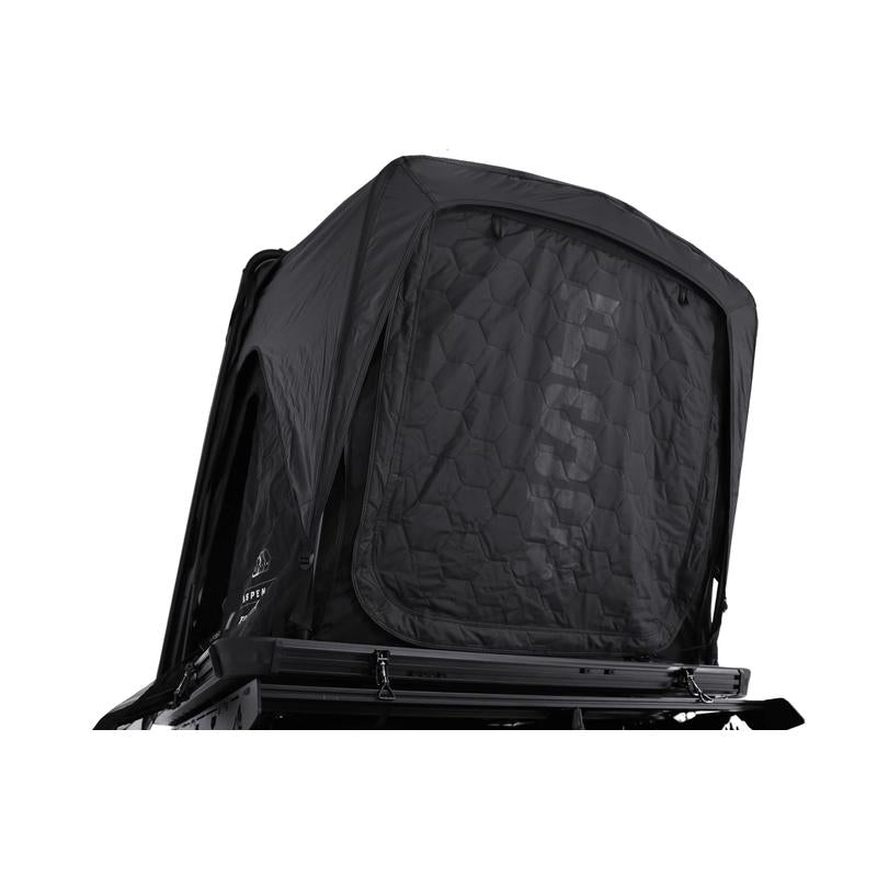 freespirit-recreation-aspen-v2-xl-hard-shell-roof-top-tent-black-open-rear-view-on-roof-rack-on-white-background