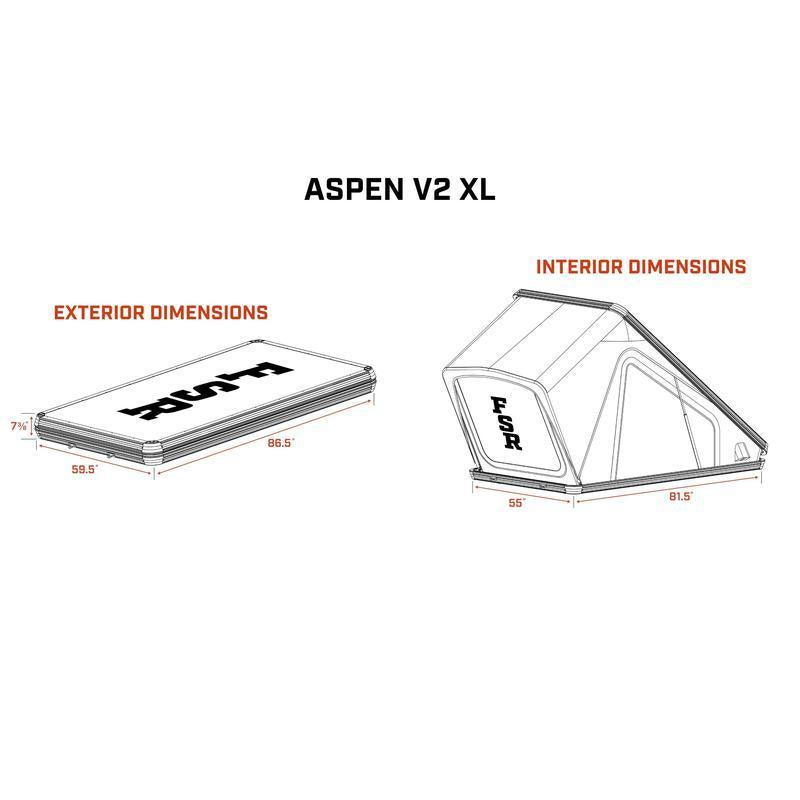 freespirit-recreation-aspen-v2-xl-hard-shell-roof-top-tent-drawing-of-exterior-and-interior-dimensions-on-white-background