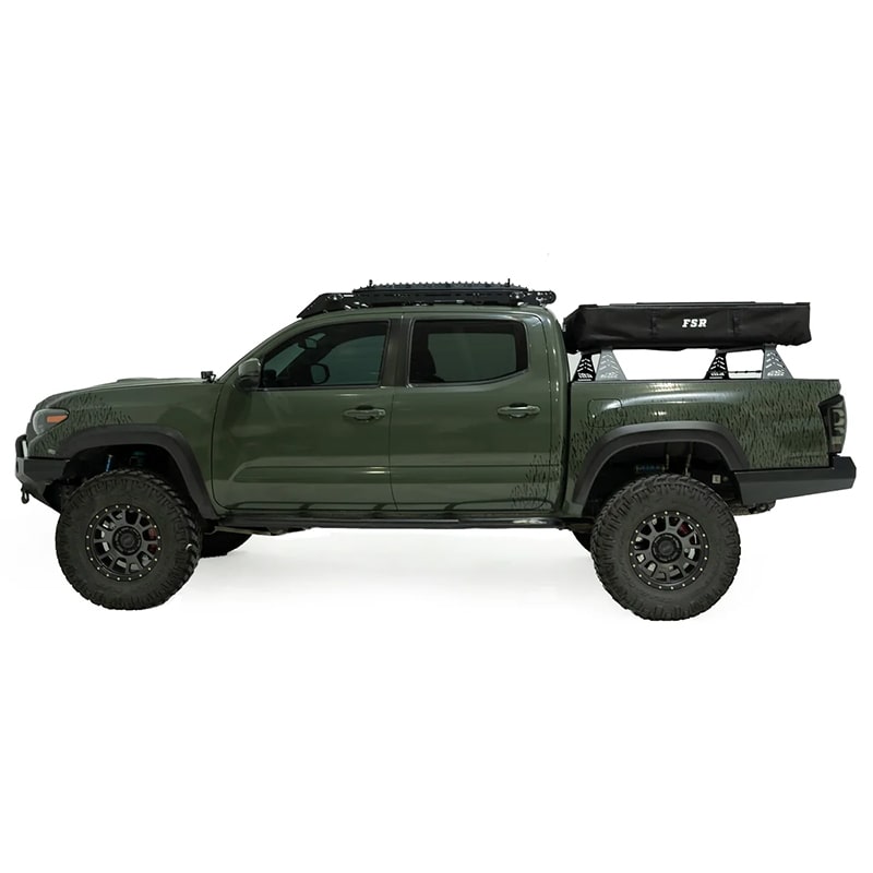 freespirit-recreation-high-country-v2-mini-hybrid-roof-top-tent-closed-side-view-on-toyota-tacoma-on-white-backgroud
