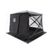 freespirit-recreation-hub-4xl-tent-black-open-front-corner-view-with-tri-layer-wall-on-white-background