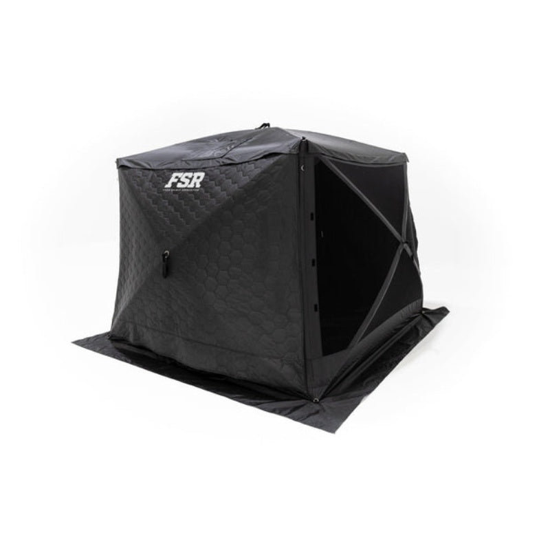 freespirit-recreation-hub-4xl-tent-black-open-rear-corner-view-with-tri-layer-roll-down-wall-on-white-background