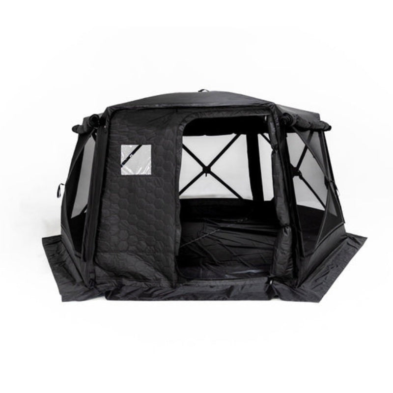 freespirit-recreation-hub-6xl-tent-black-open-front-view-with-tri-layer-wall-on-white-background