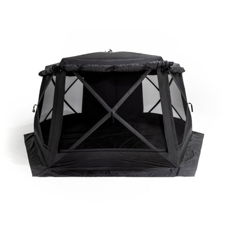 freespirit-recreation-hub-6xl-tent-black-open-rear-view-with-mesh-walls-on-white-background